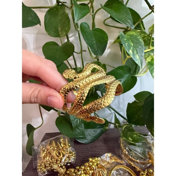8 piece gold alligator, snake bracelets - Picture 4 of 8